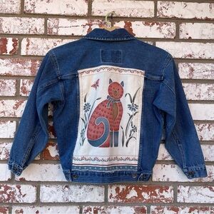 Sierra Pacific | Vintage Patchwork Cat Button Down Denim Jacket